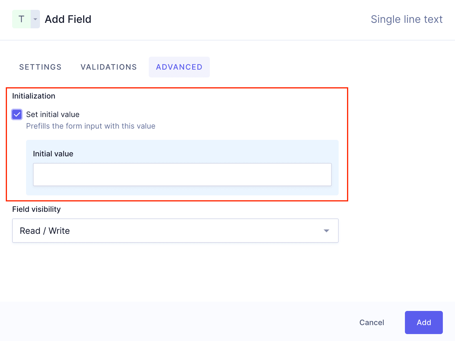 Set initial value