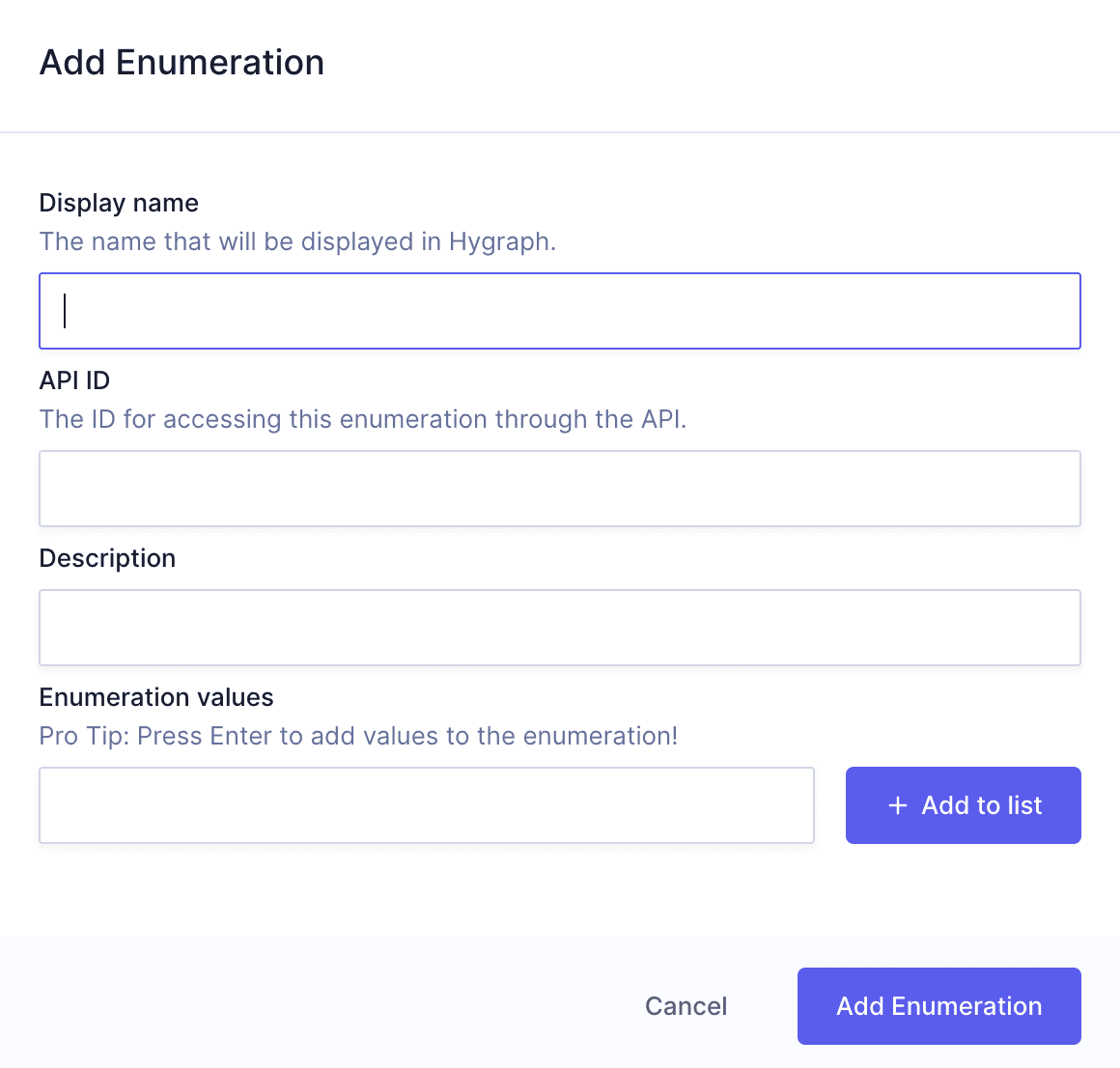 Adding enumerations