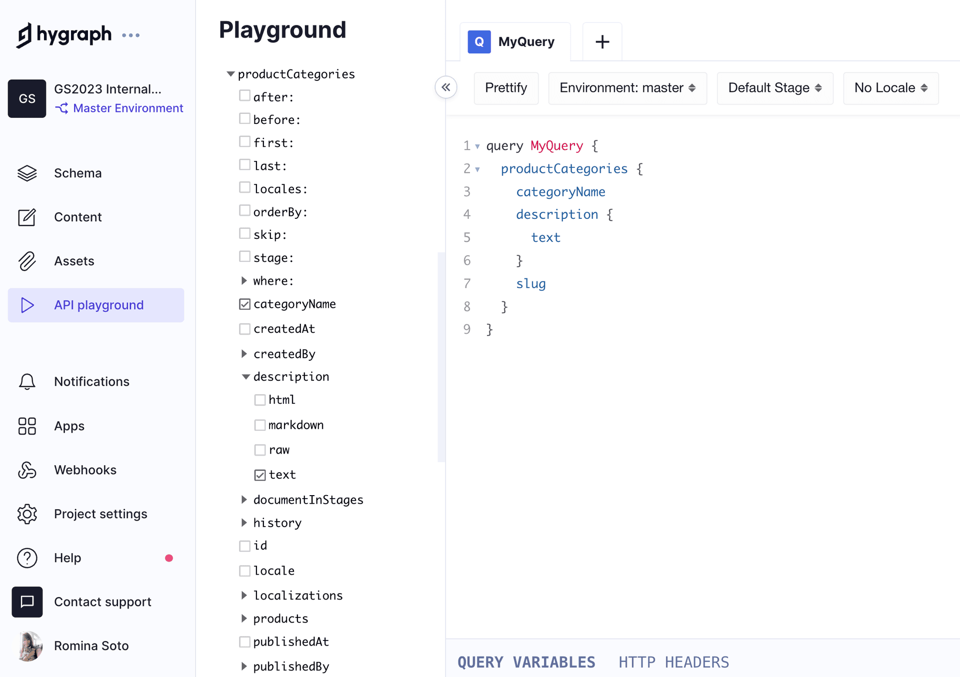 API Playground with displayed tree