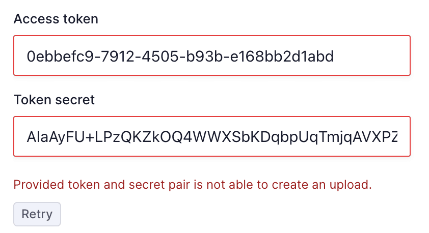 Mux - Provided token and secret pair is not able to create an upload