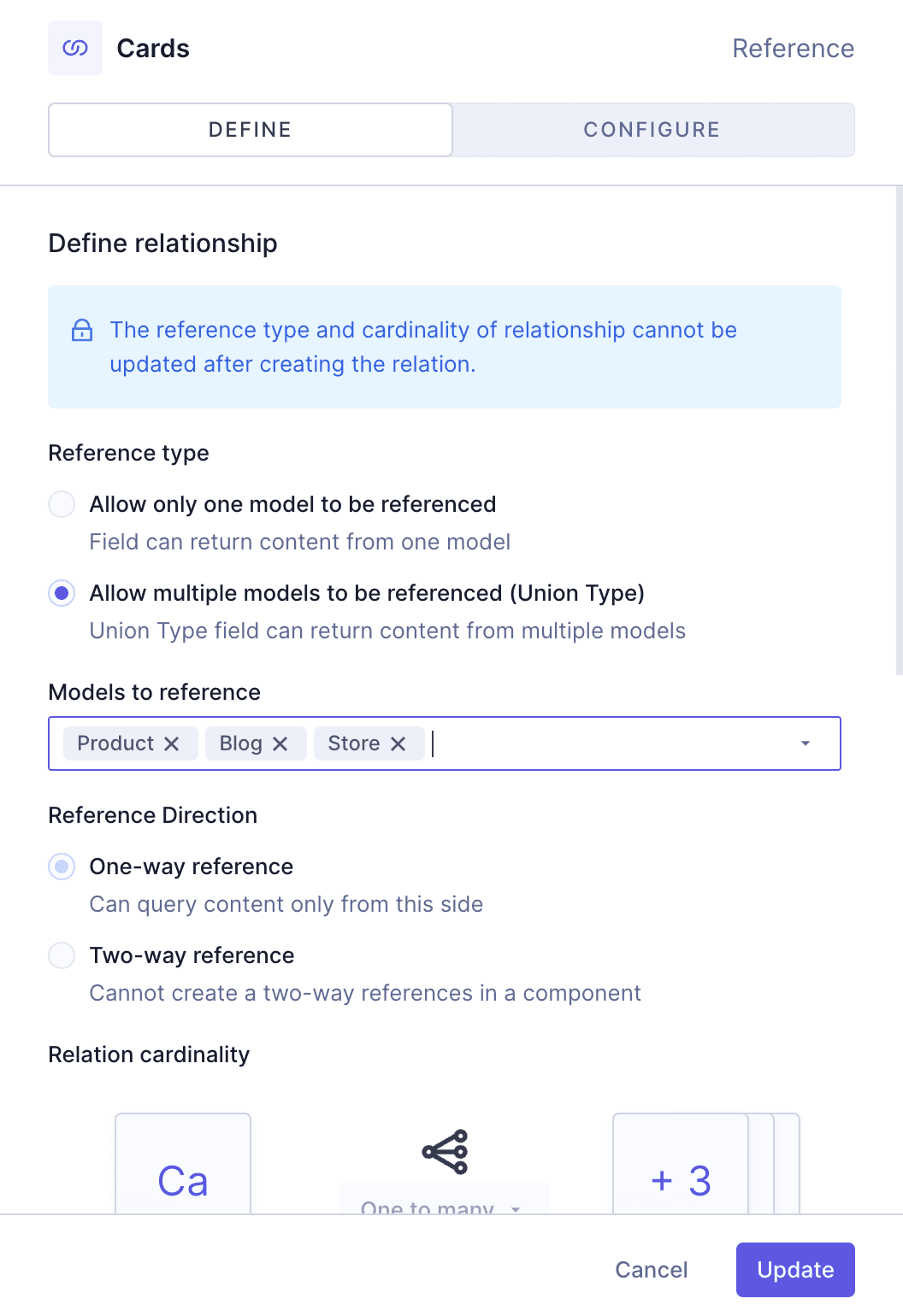 Card grid with references - Reference field