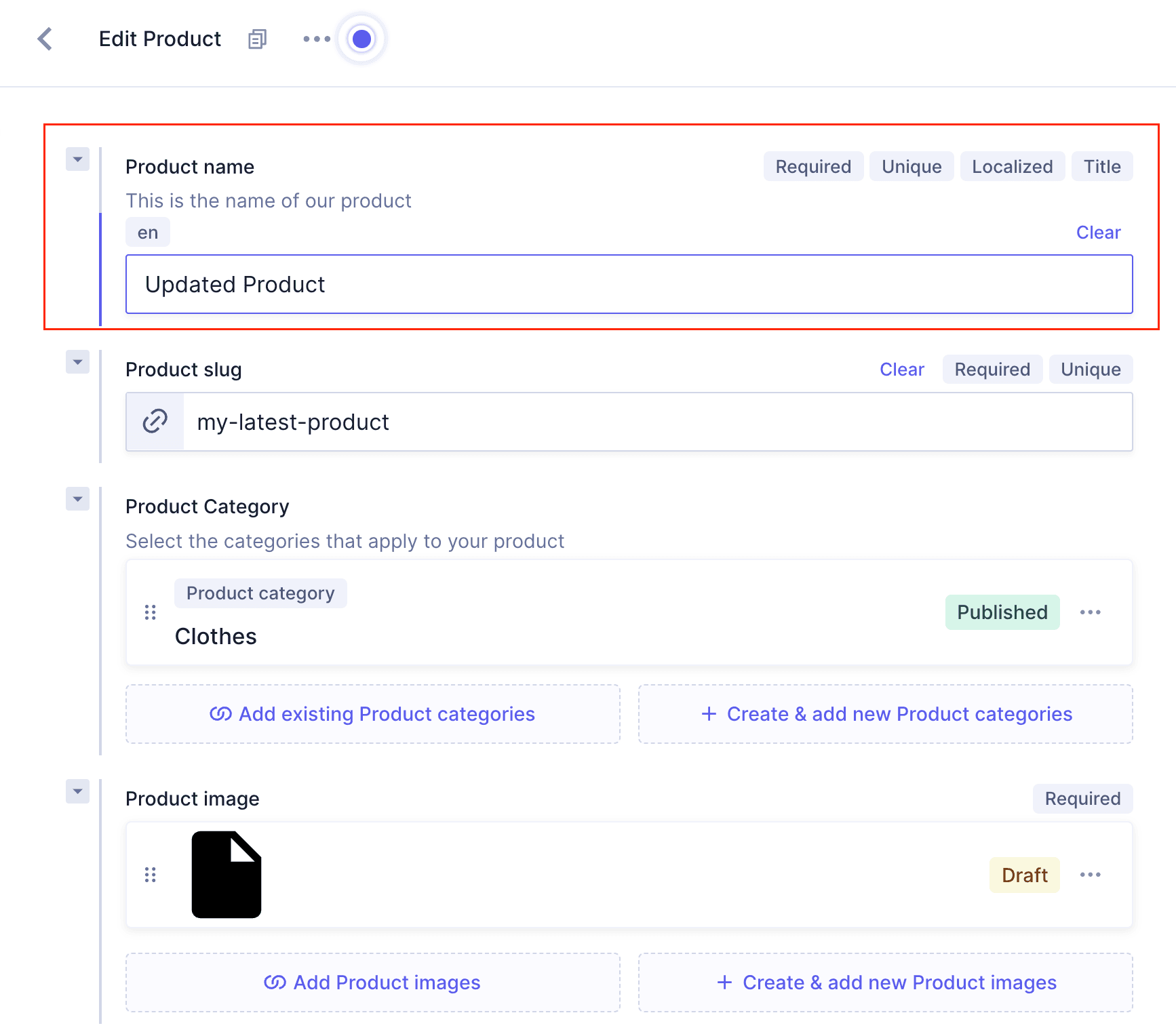 updateProduct mutation