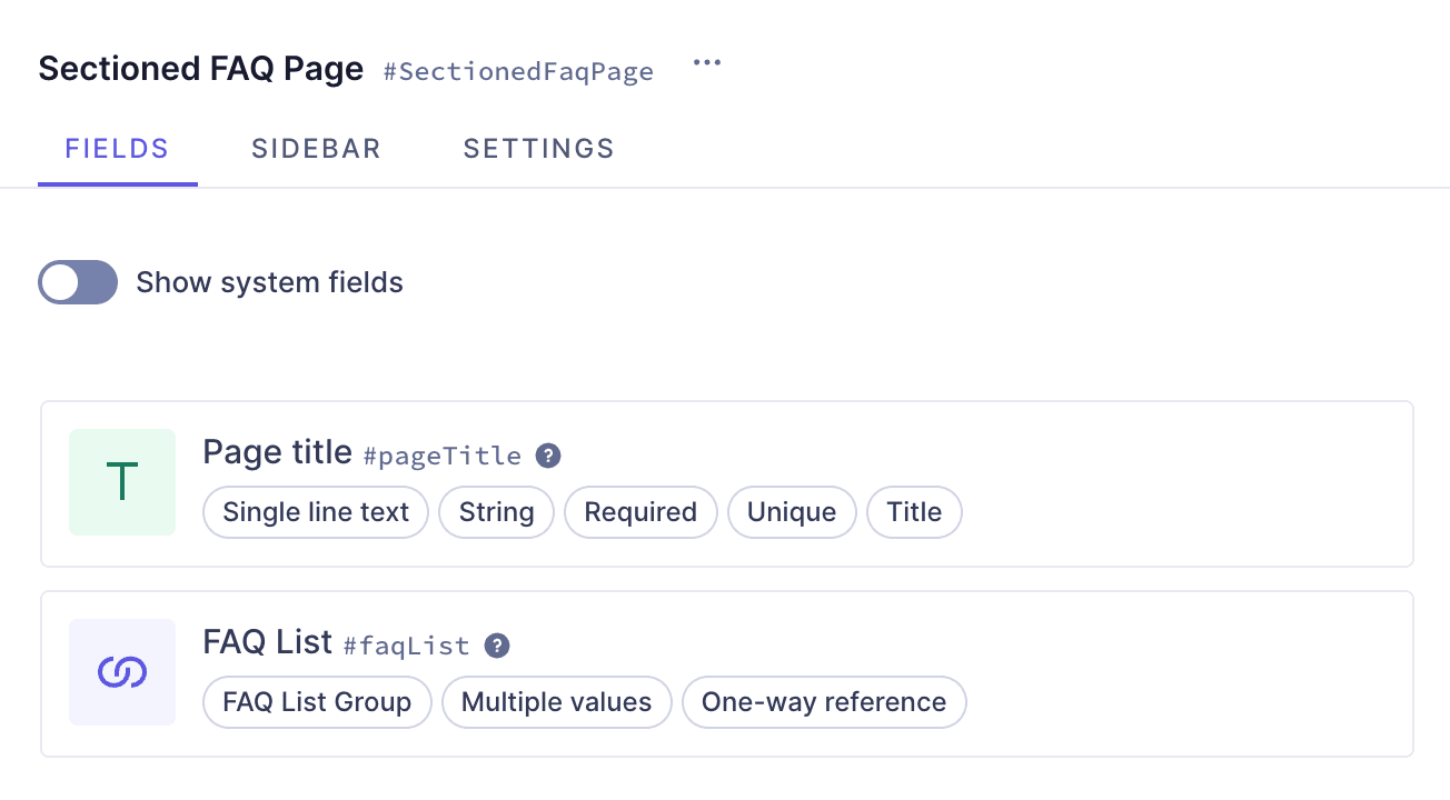 Sectioned FAQ page