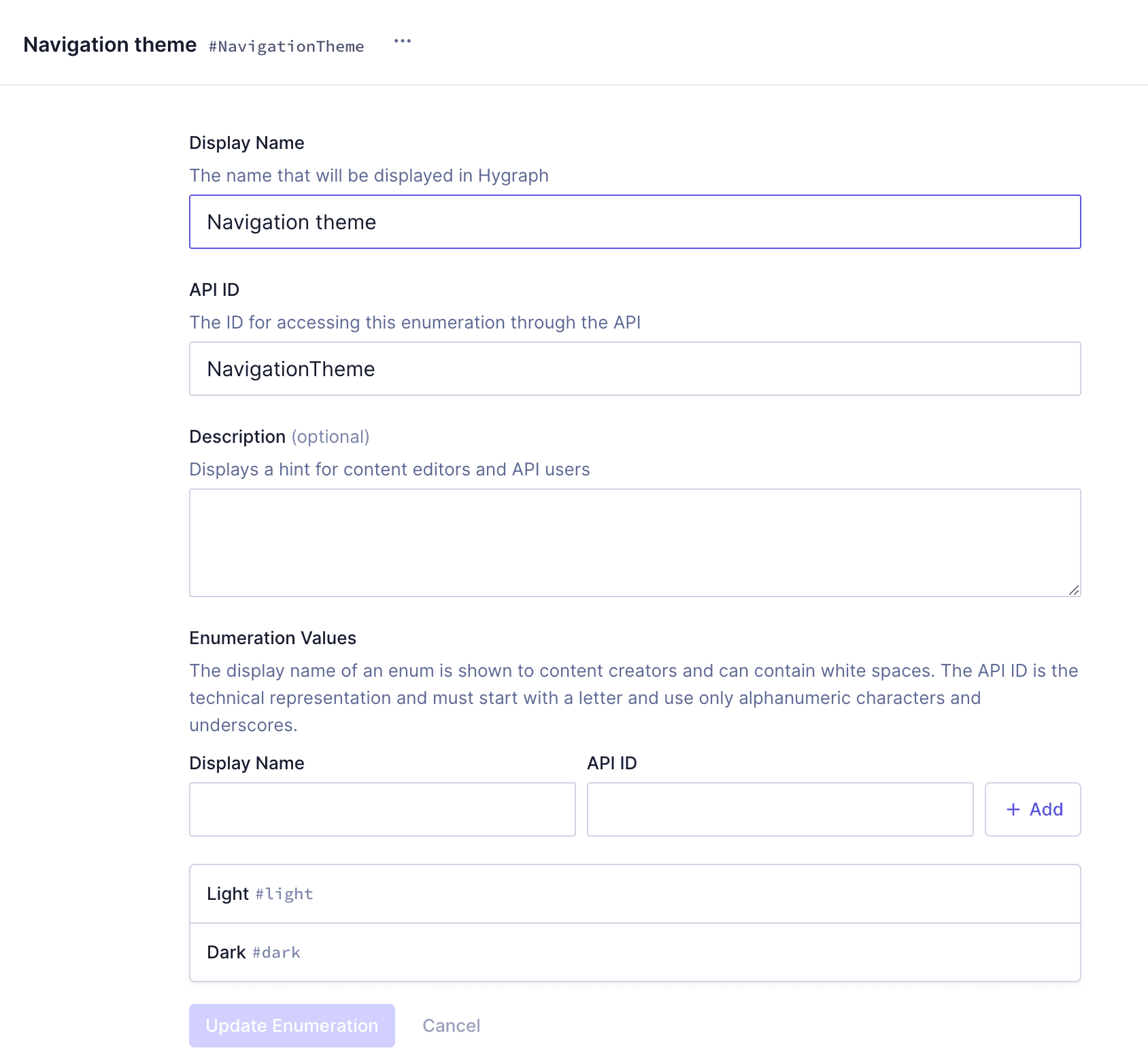 Themes enumeration values