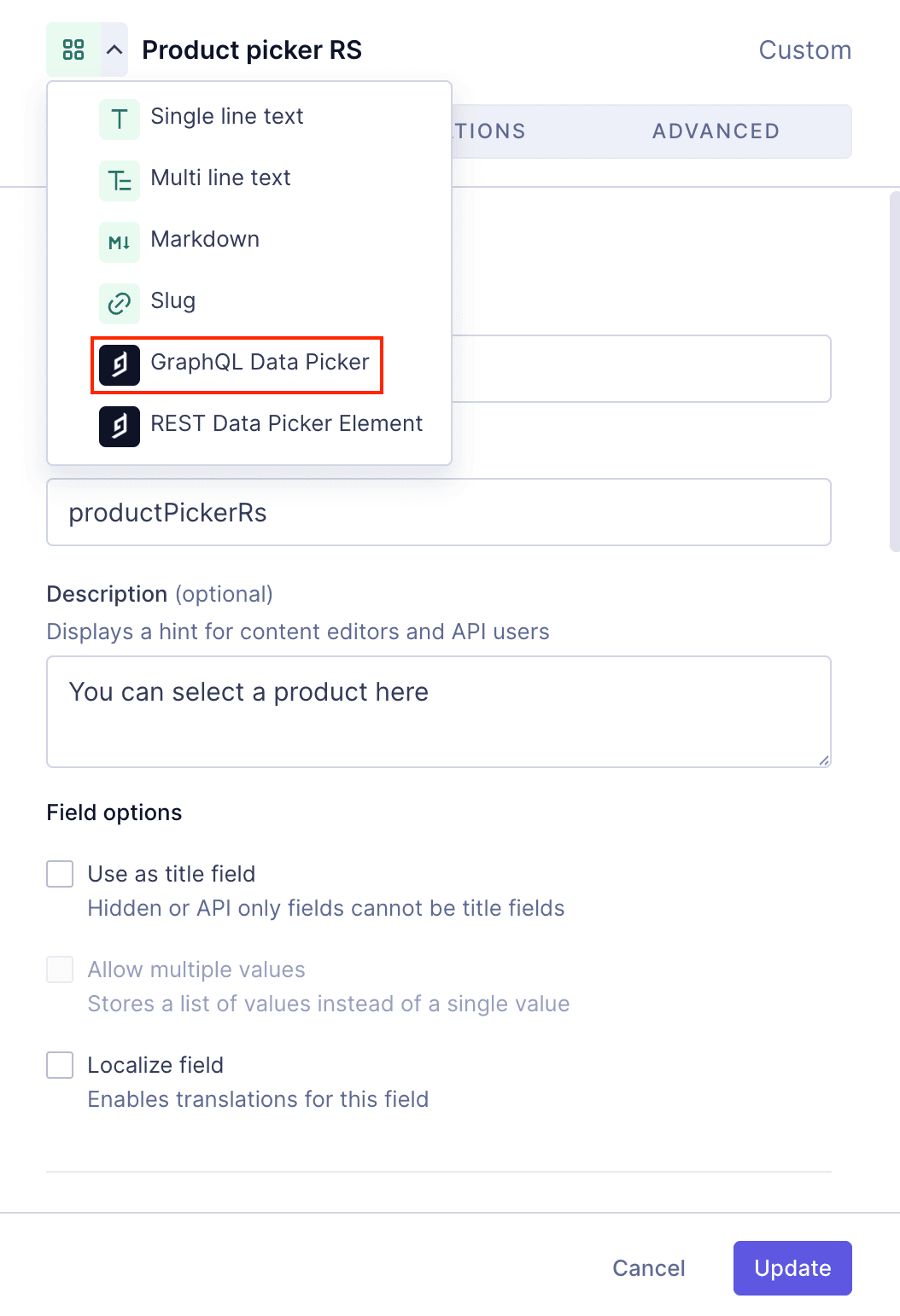 Associate field to the app