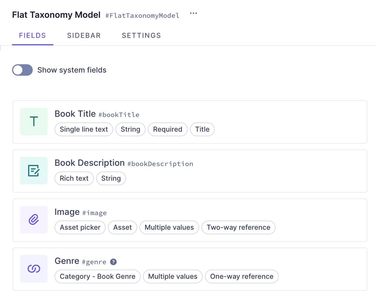 Flat taxonomy model