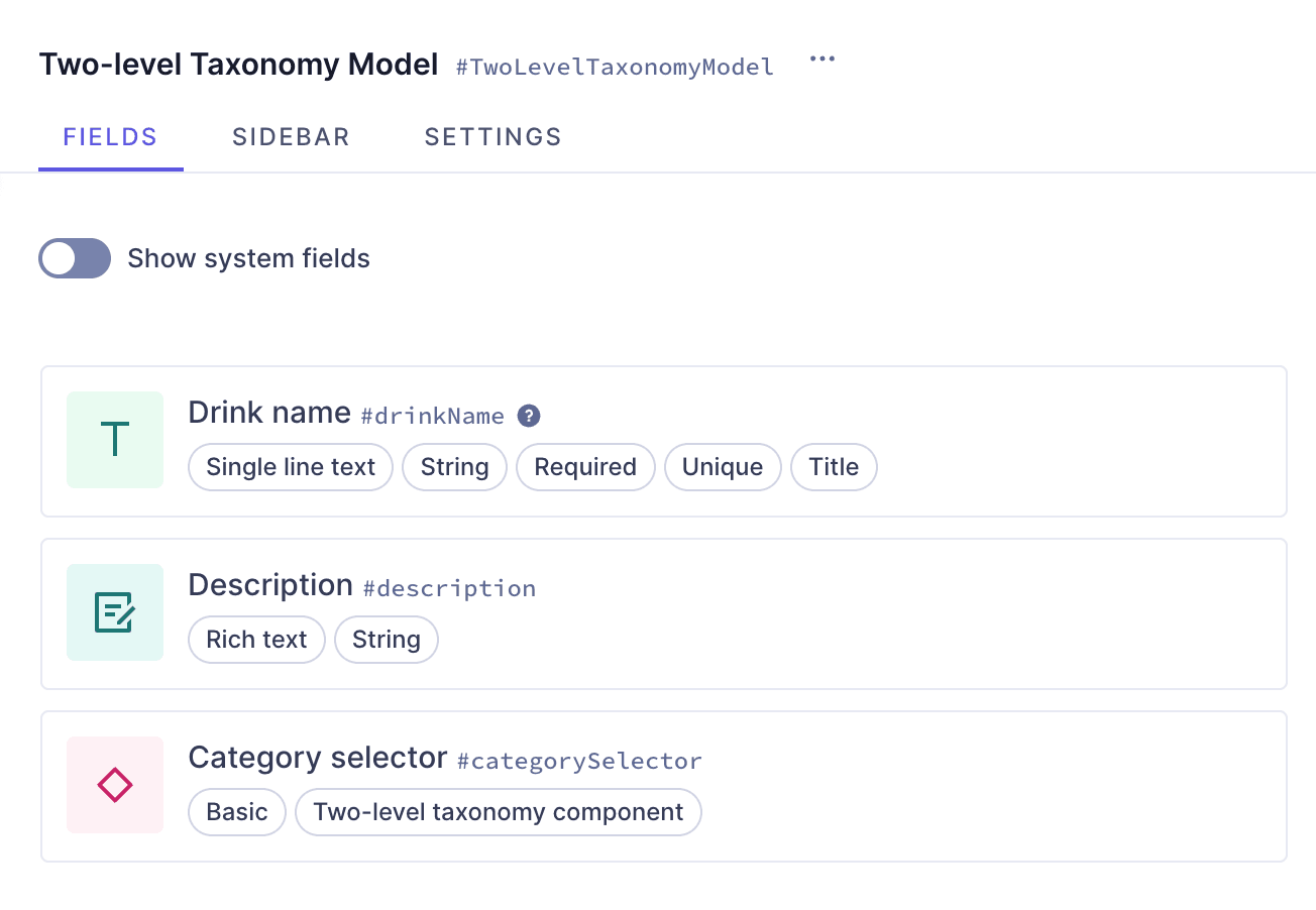 Two-level taxonomy model