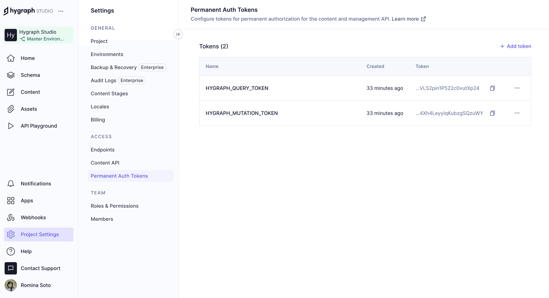 API Access - Permanent Auth Tokens