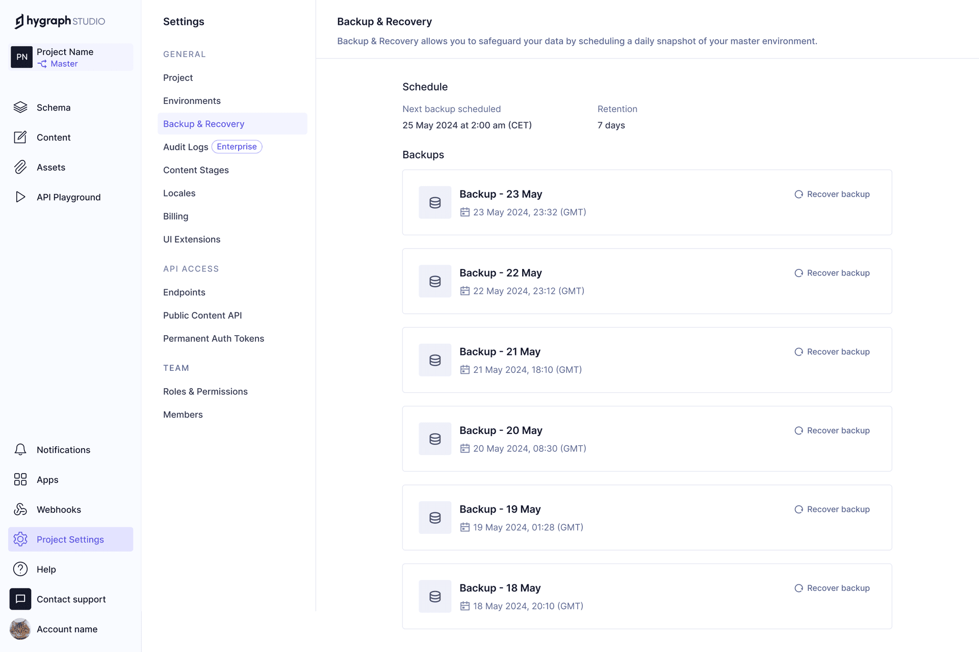 Clone settings