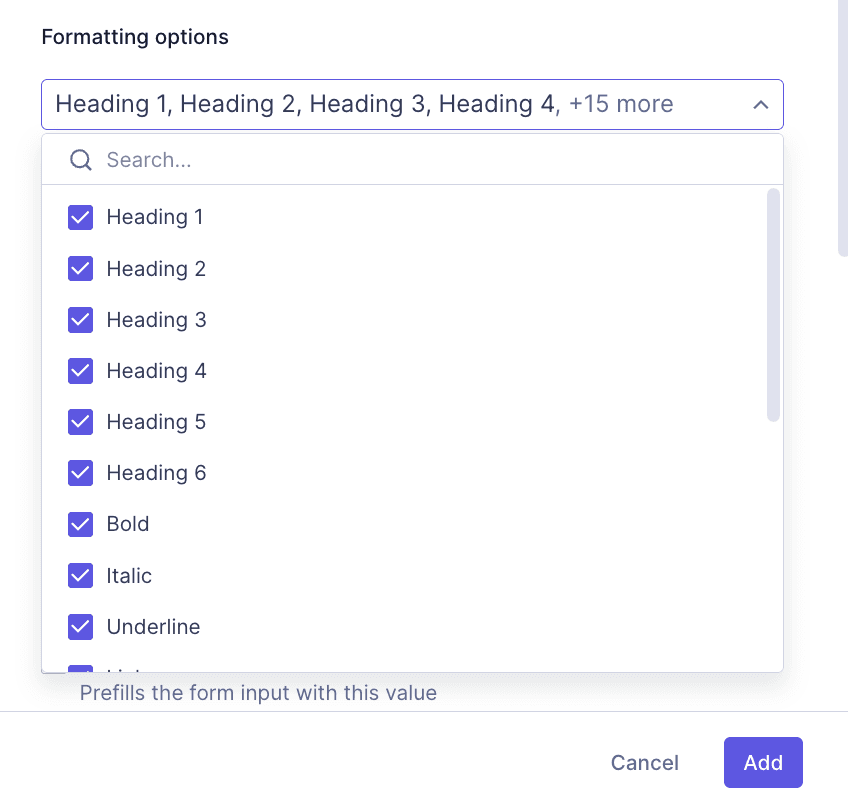 Rich Text editor configuration