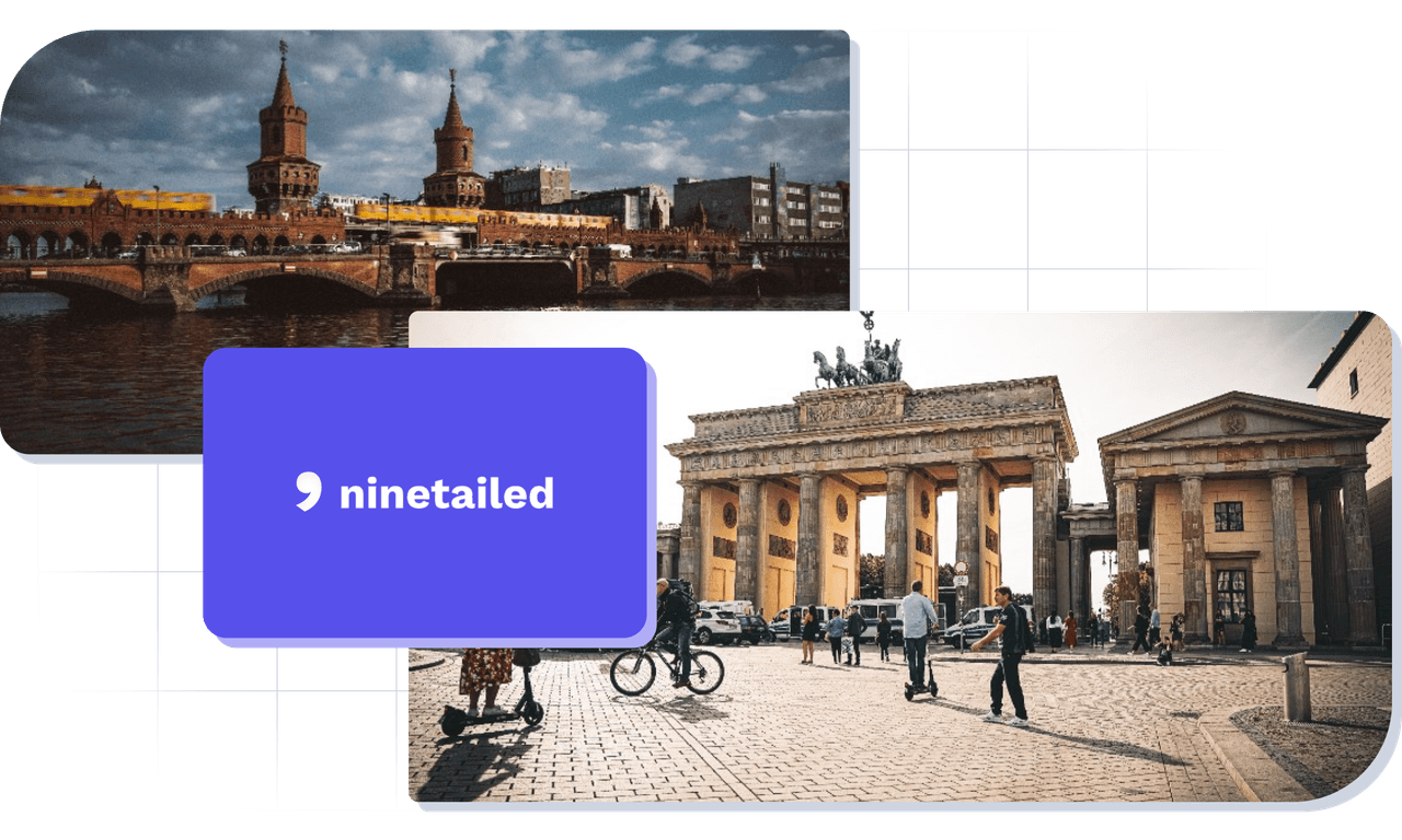 Images of Berlin and Ninetailed logo