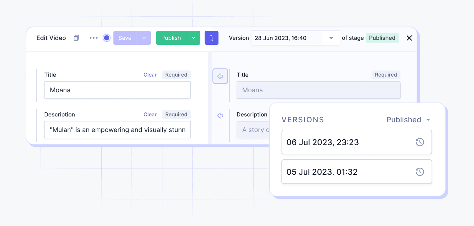 Versioning feature in Hygraph